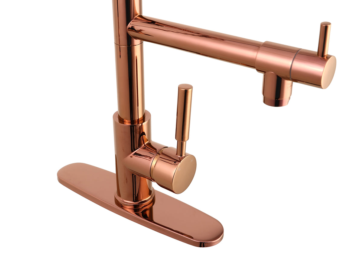 Rose Gold High Arc brass Kitchen Sink Faucet Pull Down Spray with lock – wonderland shower inc