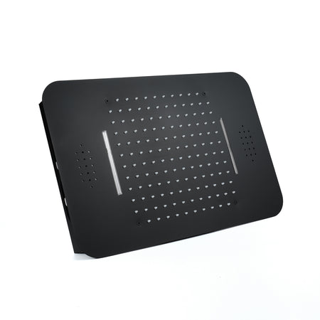 Matte Black 23x15-Inch LED Music Shower Head with 4-Way Thermostatic Shower System and Regular Head - wonderland shower inc