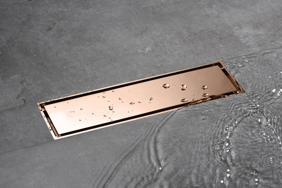Rose Gold brass 11.8-inch brass Shower Floor Drain with Removable Strainer Cover and Square Anti-clogging
