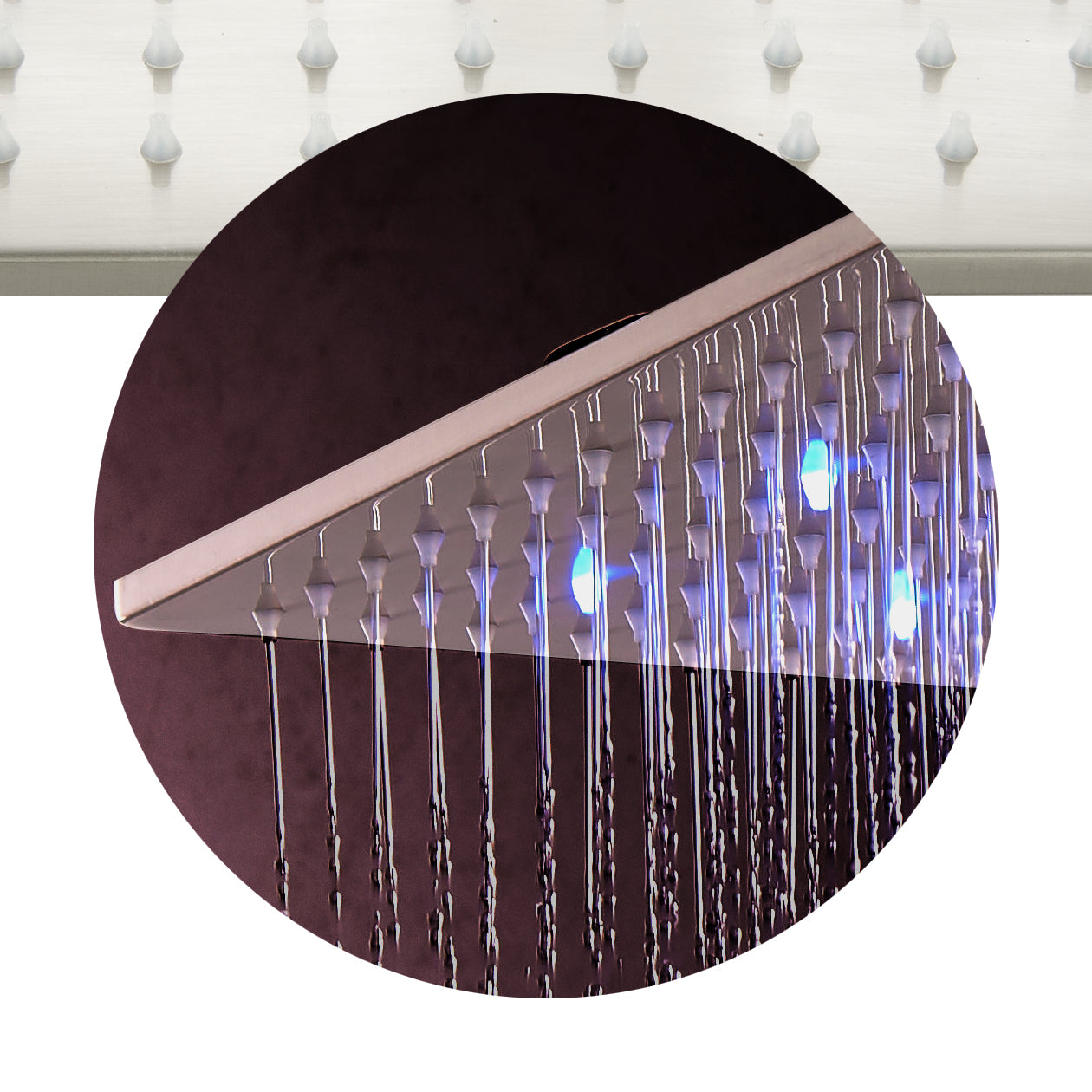 Brushed nickel ceiling mount rainfall shower head 3 way digital display anti scald Shower Faucet with tub spout - wonderland shower inc