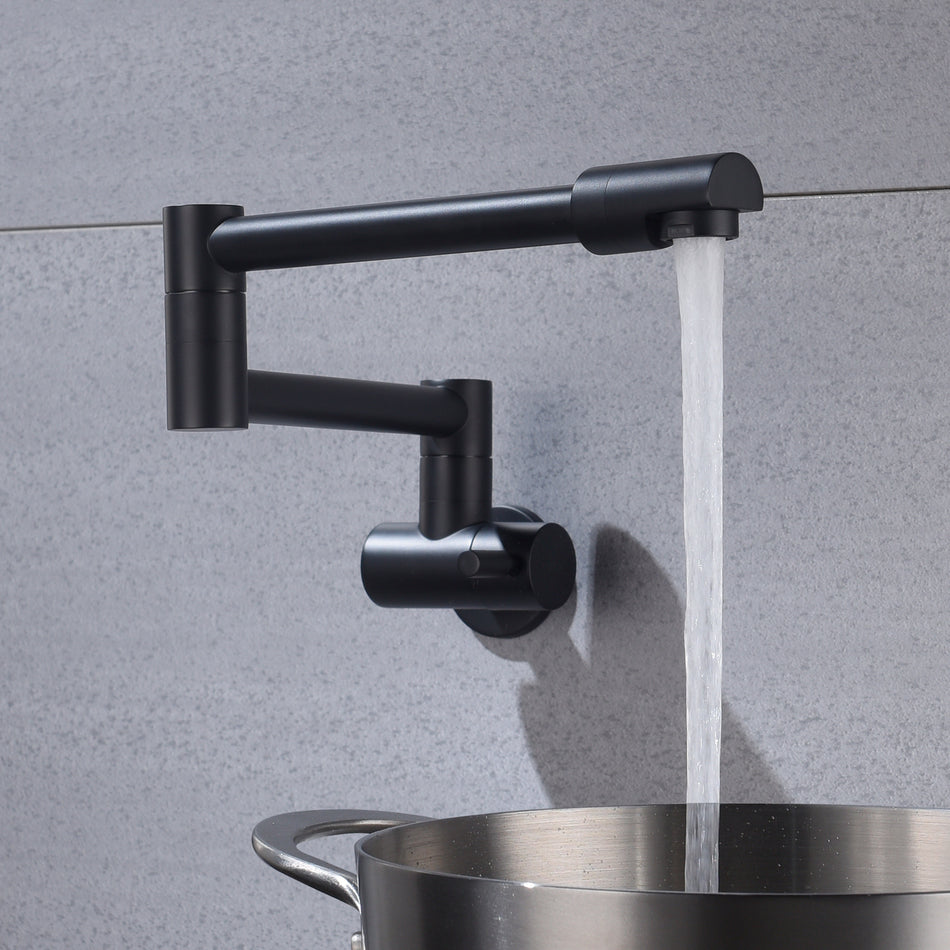matte black wall mount pot filler faucet solid brass folding kitchen faucet single hole two handls