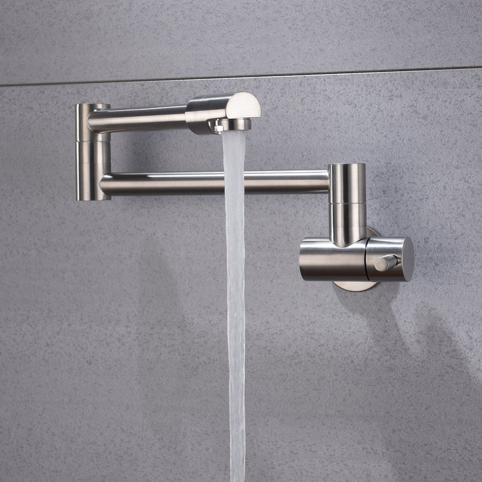 brushed nickel wall mount pot filler faucet solid brass folding kitchen faucet single hole two handls
