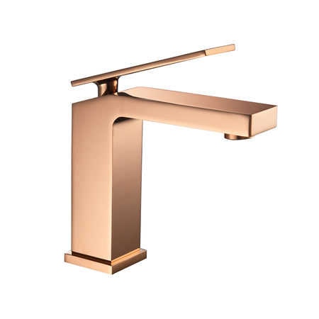 Rose Gold Single Handle Bathroom Sink Faucet with Pop-Up Overflow Drain - wonderland shower inc