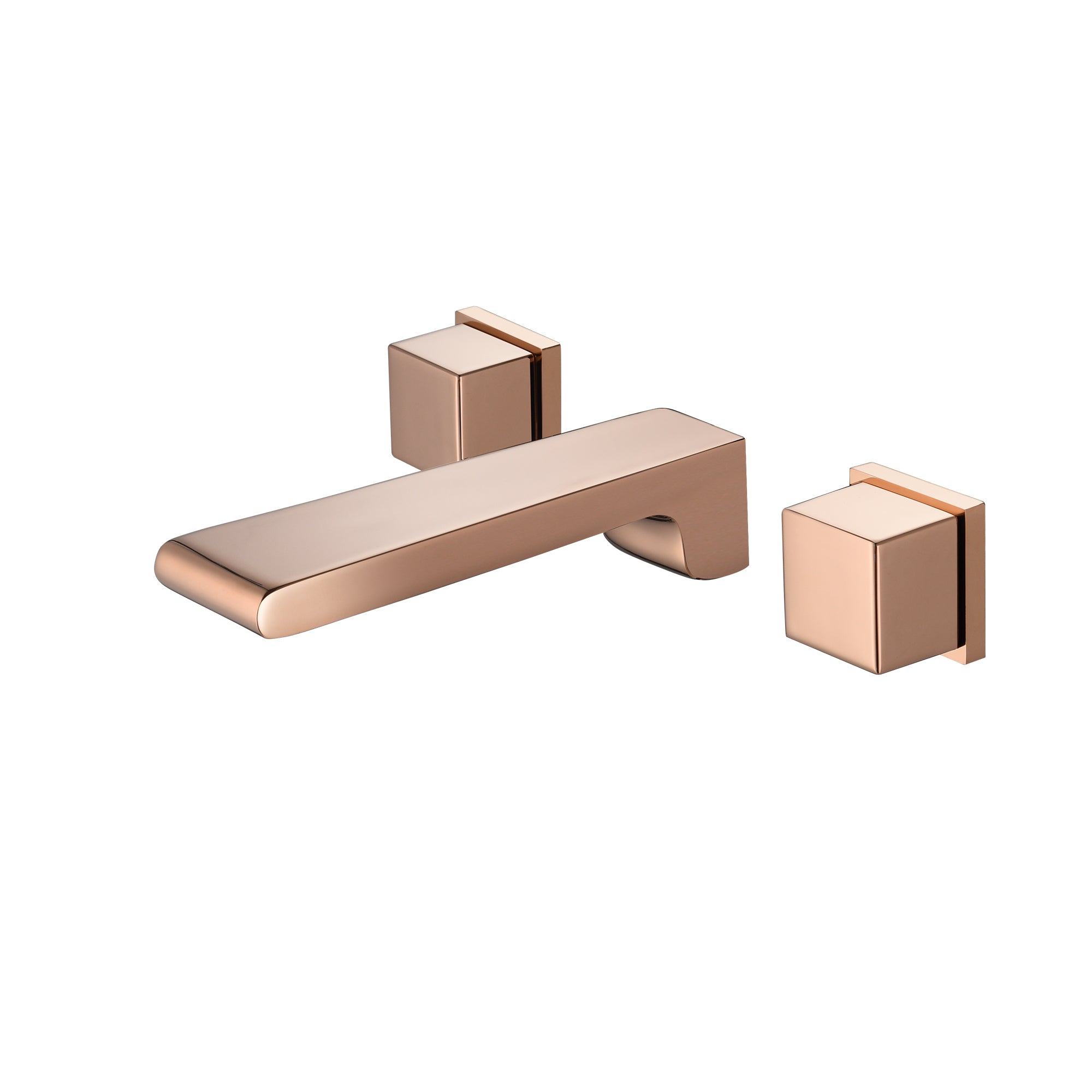 Rose Gold Waterfall Wall Mount Bathroom Sink Faucet with Overflow