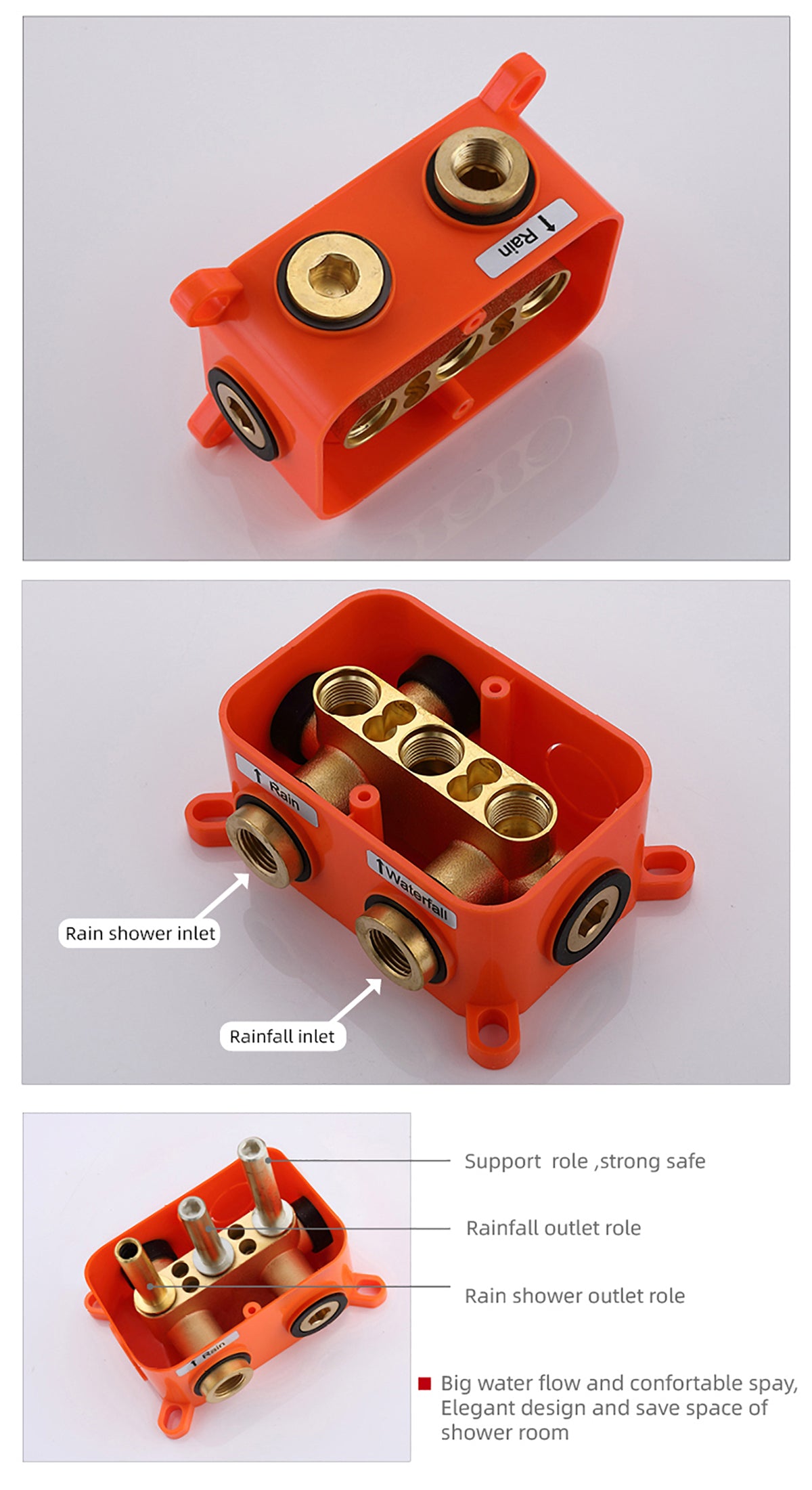 22'' Matte Black 4 way thermostatic shower Waterfall Rainfall shower systems with 4inch flush body jets - wonderland shower inc