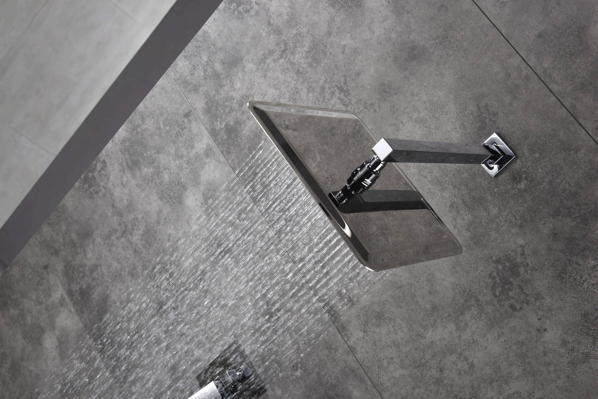 12 Inch wall Mount Chrome Shower System(Contain Shower Faucet Rough-in Valve Body and Trim) - wonderland shower inc