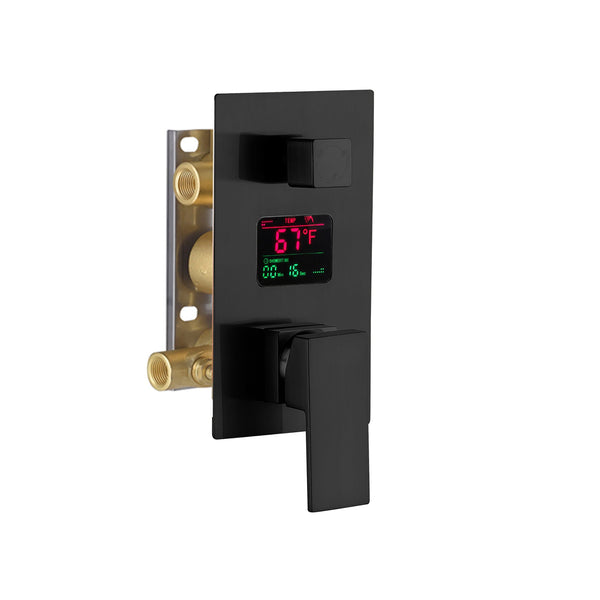 3 way or 2-way matte black anti scald Digital Display Shower valve with trim - wonderland shower inc