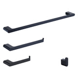 Luxurious 4-Piece Brass Matte Black Bathroom Hardware Set: Towel Bar, Towel Ring, Toilet Paper Holder, Robe Hook, and Tower Holder - Wall Mounted