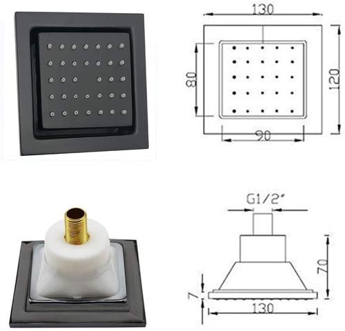 22'' Matte Black 4 way thermostatic shower Waterfall Rainfall shower systems with 4inch flush body jets - wonderland shower inc