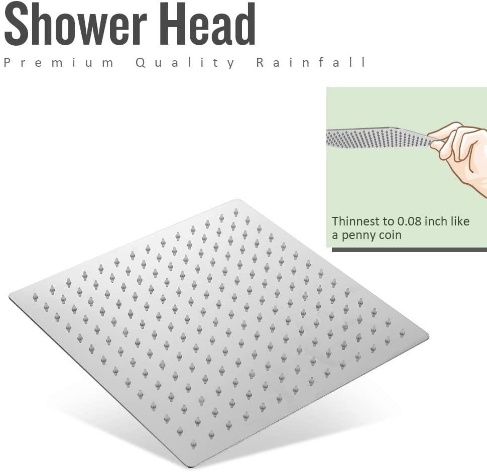 16INCH LED Rain Shower Set Sprayer Chrome Ceiling Mount 3 way touch digital valve with 6 body jets - wonderland shower inc