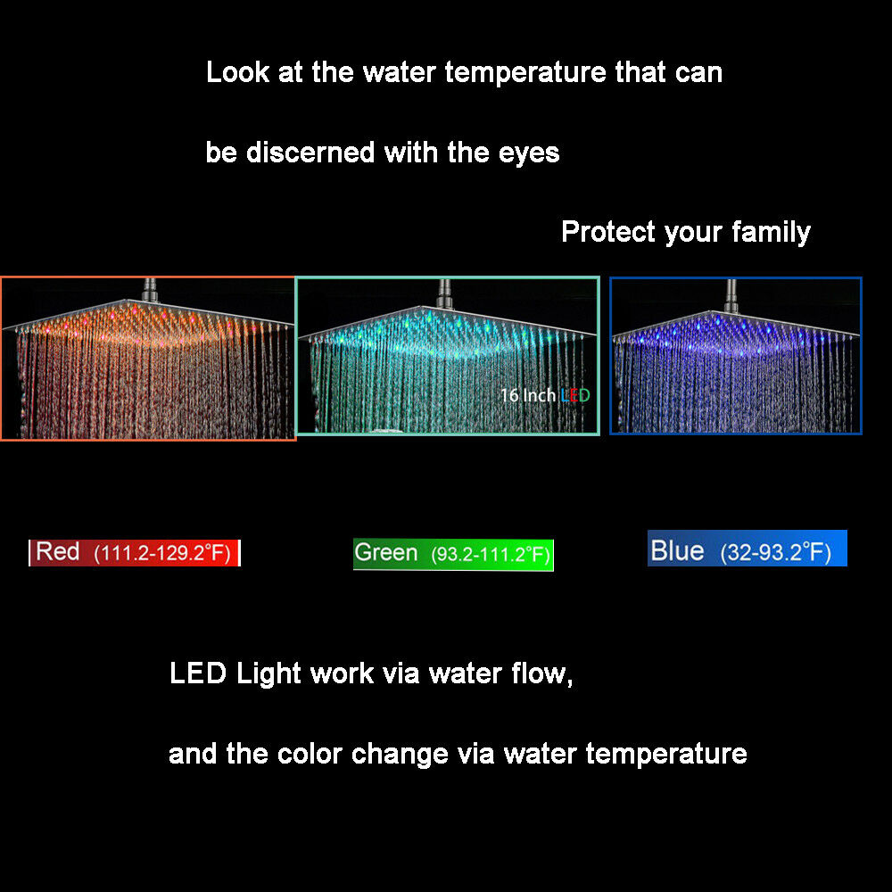 20inch 3 LED colors Ceiling Mounted Chrome Rainfall Shower Faucet with Hand Shower Mixer Tap - wonderland shower inc