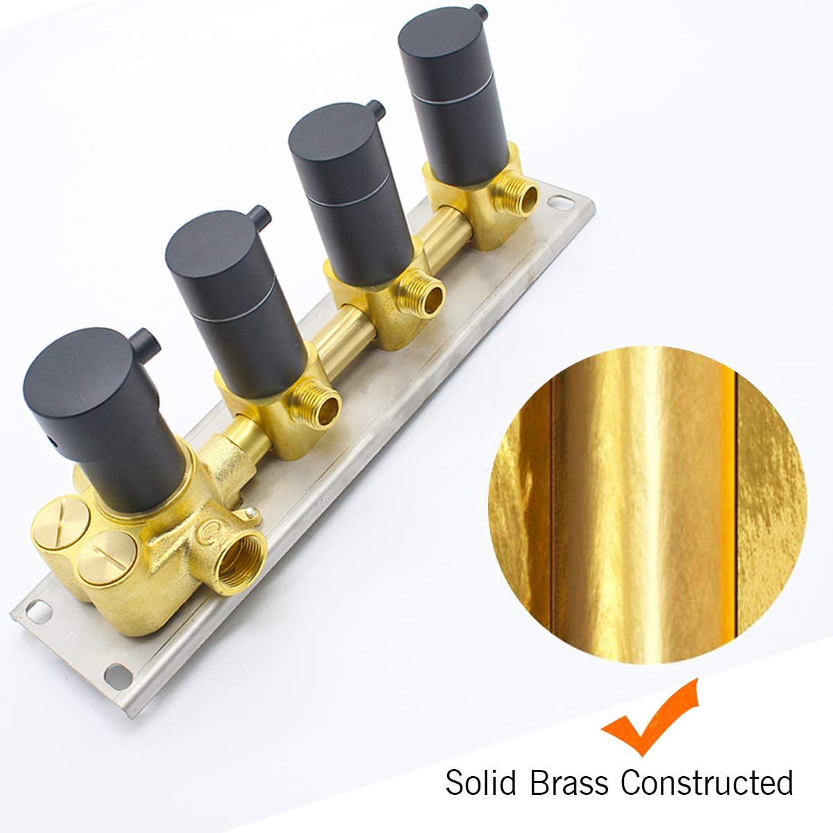 Matte black 22 inch rainfall waterfall shower head 3 way thermostatic shower system with handle sprayer - wonderland shower inc