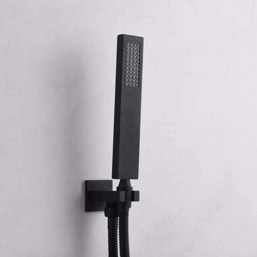 matte black handheld shower with shower holder and hose - wonderland shower inc