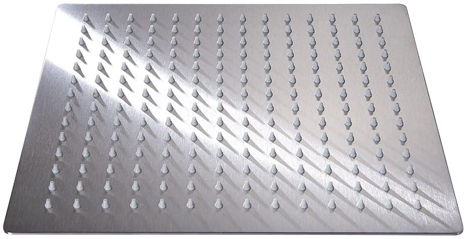 Square Brushed Nickel Shower Head: Choose from 12'' or 16'' Size, Premium Stainless Steel - wonderland shower inc