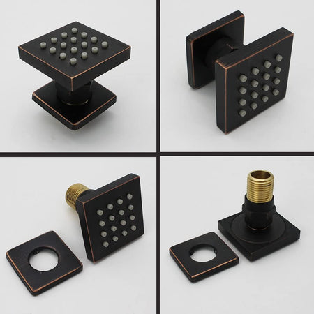 Oil Rubbed Bronze Wall-Mounted 3-Way Thermostatic Shower Faucet System with 6 Body Jets for Simultaneous and Independent Operation - wonderland shower inc