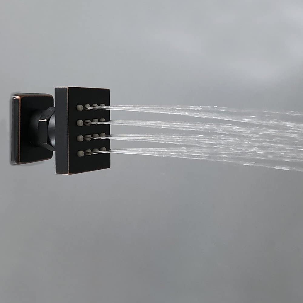 Oil Rubbed Bronze Wall-Mounted 3-Way Thermostatic Shower Faucet System with 6 Body Jets for Simultaneous and Independent Operation - wonderland shower inc