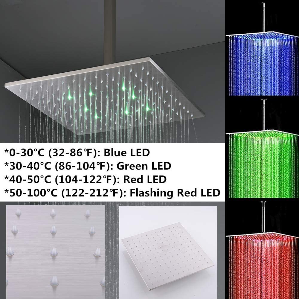 12'' LED or 16'' LED two function  Brushed Nickel Rain Rainfall showers with handle sprayers - wonderland shower inc