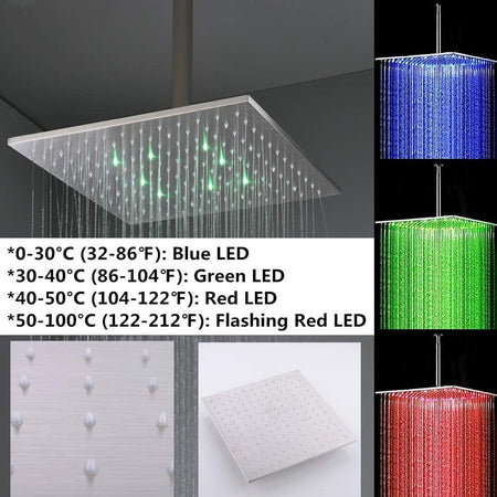 12'' LED or 16'' LED two function  Brushed Nickel Rain Rainfall showers with handle sprayers - wonderland shower inc