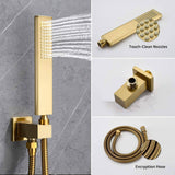 Brushed Gold Brass Handheld Shower Sprayer: Complete with Hose and Holder for a Stylish and Functional Shower Upgrade