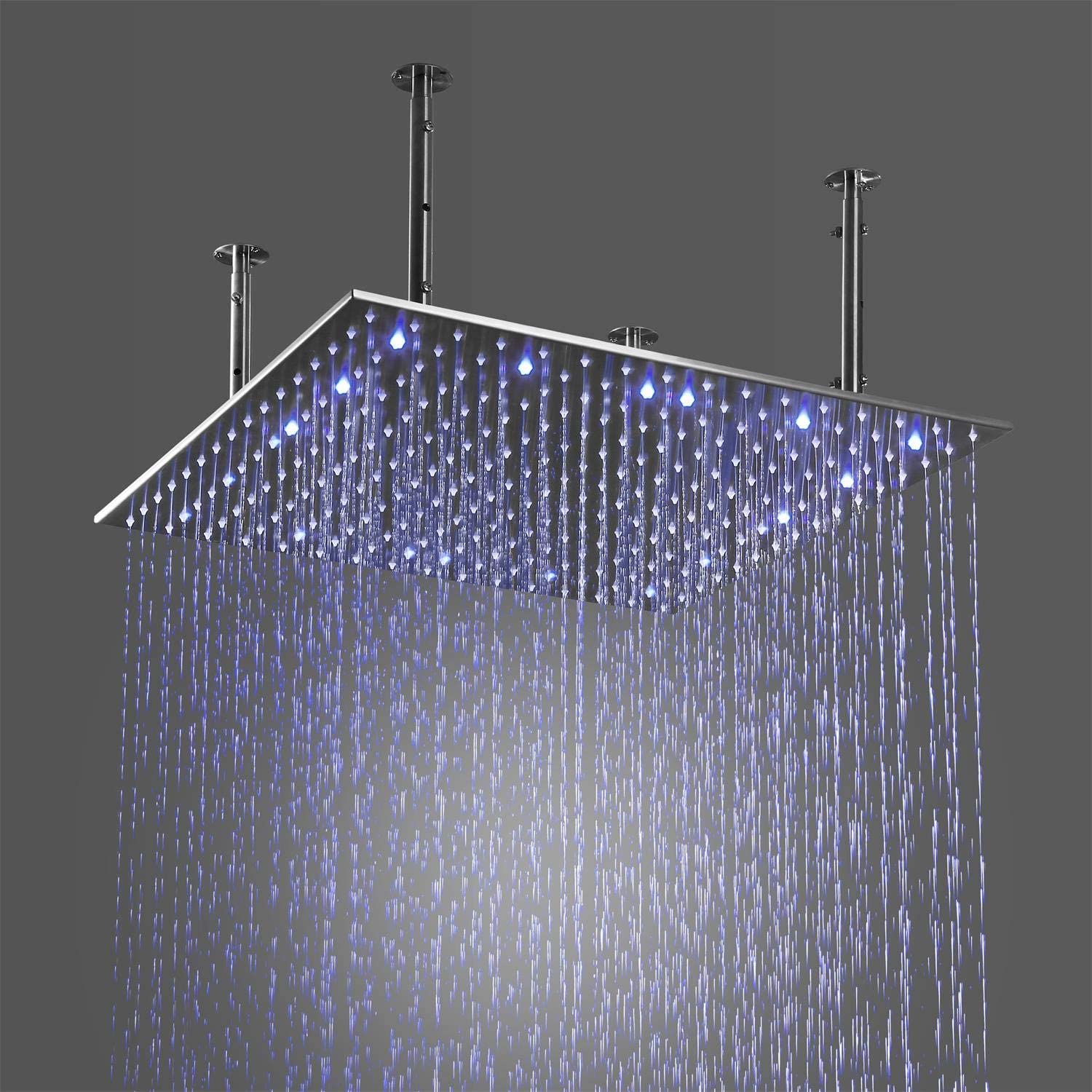 24inch LED Rain Shower Chrome Ceiling Mount 3 way touch digital  valve with 6 body jets - wonderland shower inc