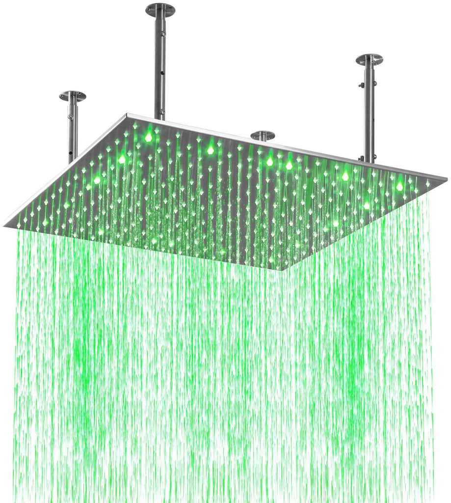 24inch LED Rain Shower Chrome Ceiling Mount 3 way touch digital  valve with 6 body jets - wonderland shower inc
