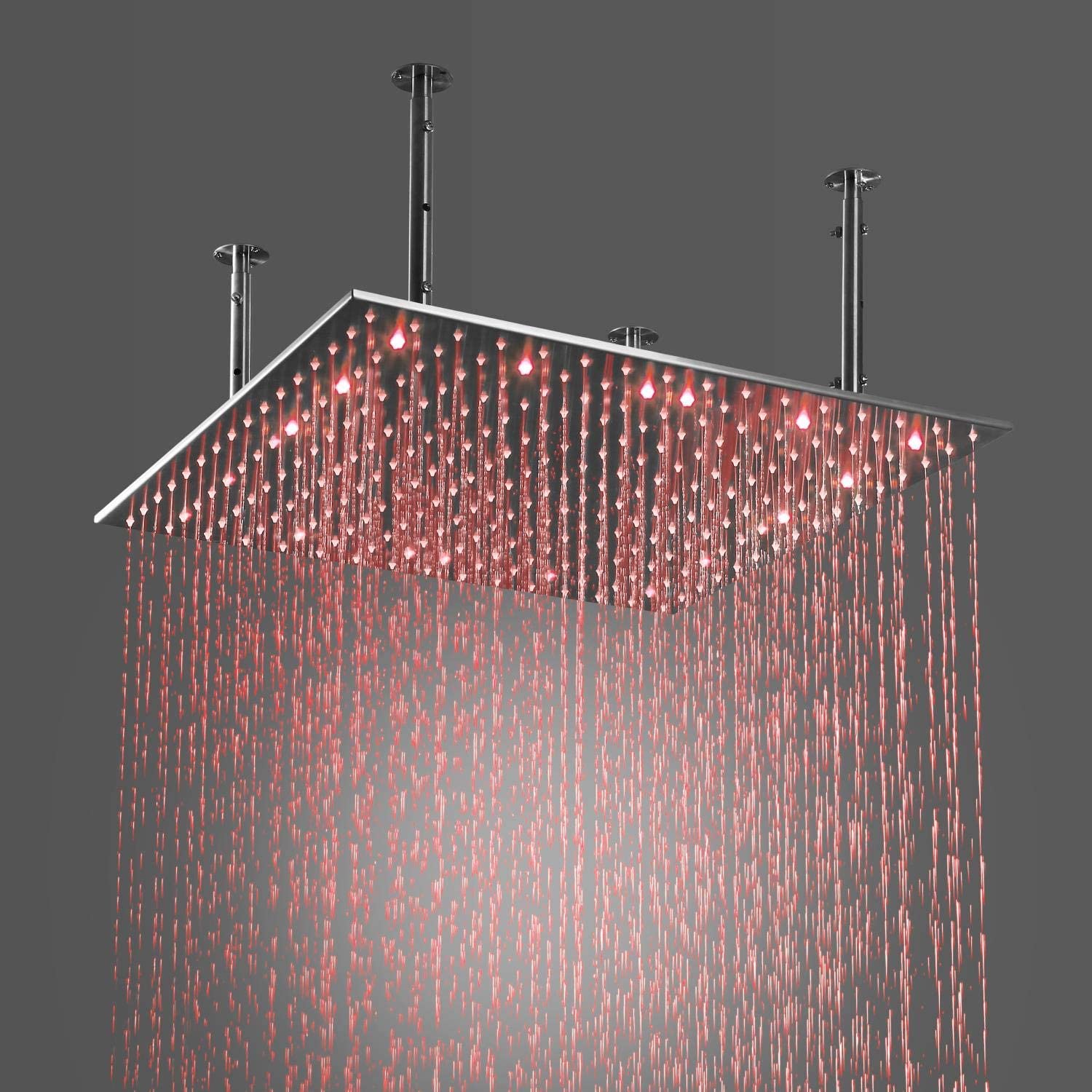 24inch LED Rain Shower Chrome Ceiling Mount 3 way touch digital  valve with 6 body jets - wonderland shower inc