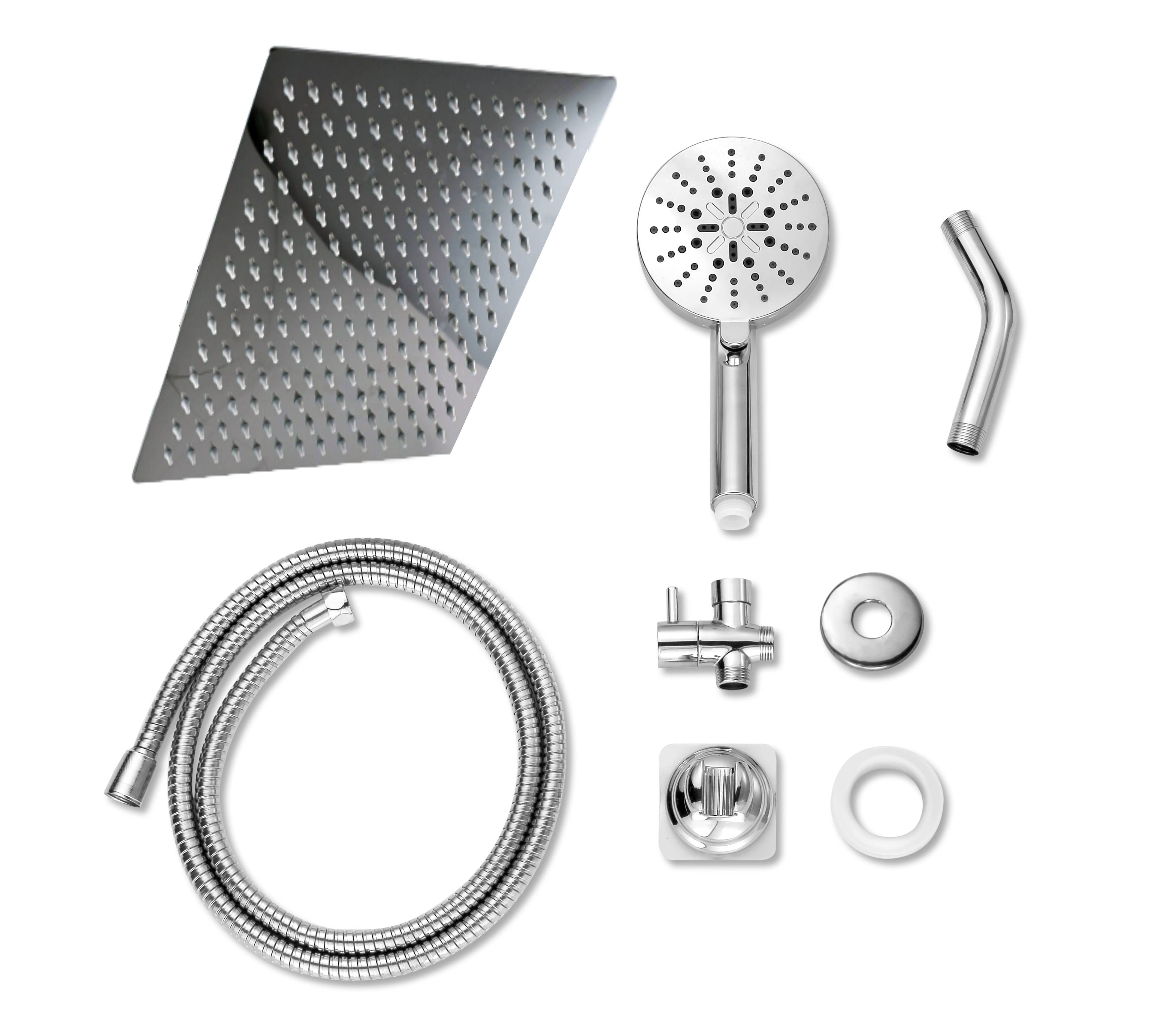 Chrome 3  LED colors shower head system single function rough in valve with shower sprayer - wonderland shower inc