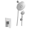9'' chrome 3 way rainfall shower combo with 4'' luxurious handheld shower and rough-in mixer valve - wonderland shower inc
