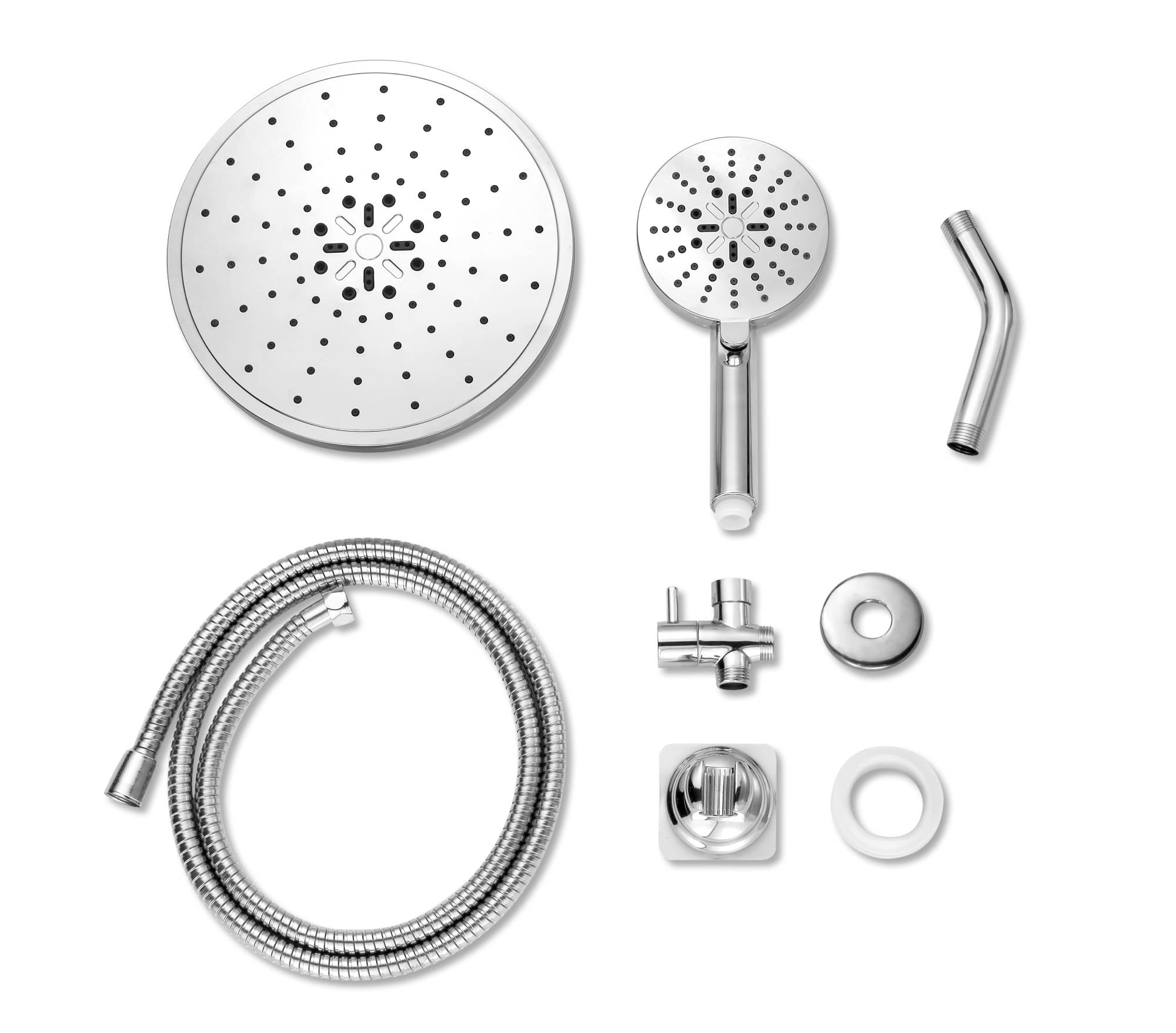 9'' chrome 3 way rainfall shower combo with 4'' luxurious handheld shower and rough-in mixer valve - wonderland shower inc