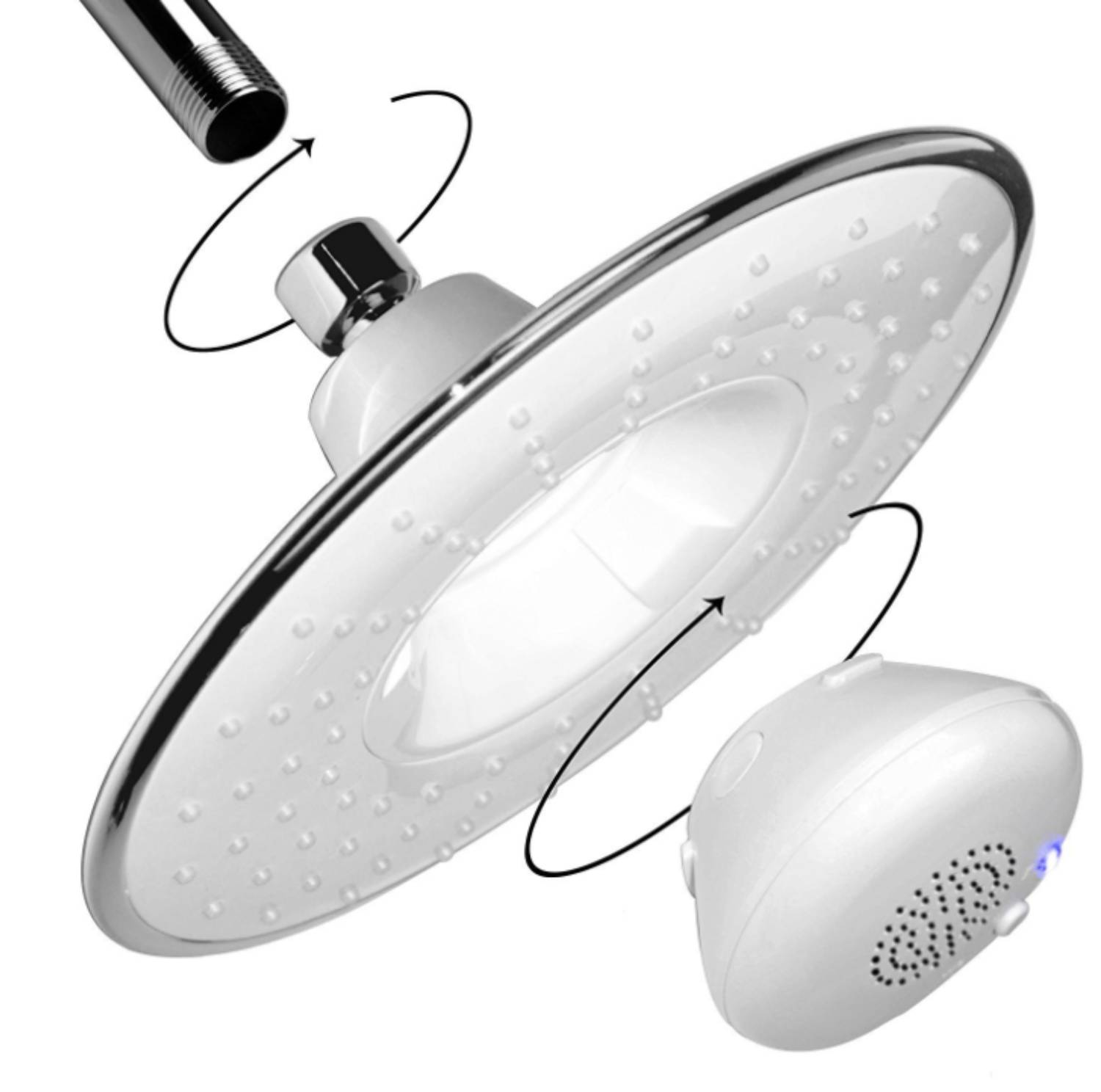 Chrome 8-inch Wireless Bluetooth Shower Head: 3-Way Brass Diverter and 4-inch Multifunction Shower Sprayer - wonderland shower inc
