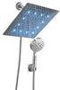 LED stainless steel chrome shower head 3 way brass diverter 4'' handheld shower - wonderland shower inc