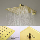 Brushed Gold Rainfall Shower Head: 12" or 16"