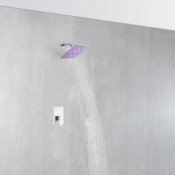 Chrome Bathroom 8 inch LED or 6 inch non LED regular head Shower Faucet Set With Single Handle Mixer Vavle - wonderland shower inc