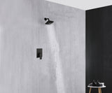 Single or two functions  6 inch regular head Wall Mounted Matte Black Rainfall  shower faucet pressure balance rough in valve
