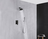 Single or two functions  6 inch regular head Wall Mounted Matte Black Rainfall  shower faucet pressure balance rough in valve