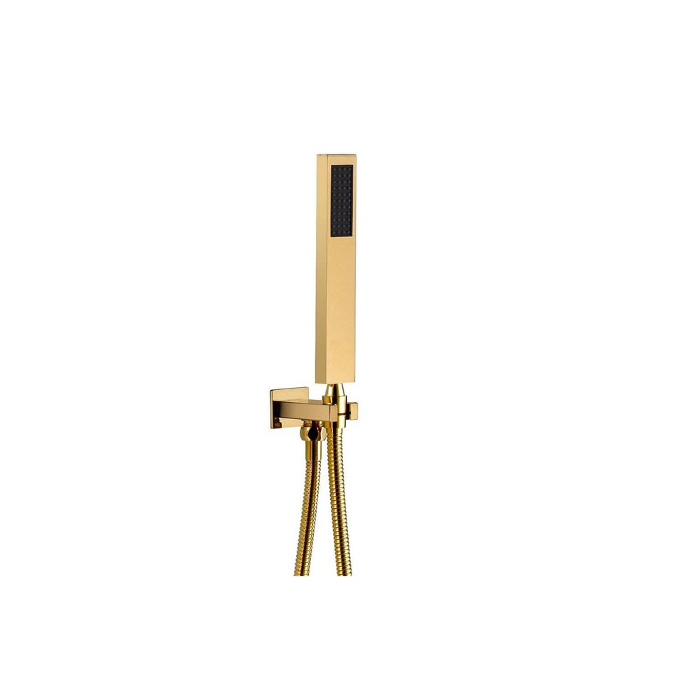 Polished Gold Brass Handheld Shower Sprayer: Complete with Hose and Holder for a Stylish and Functional Shower Upgrade