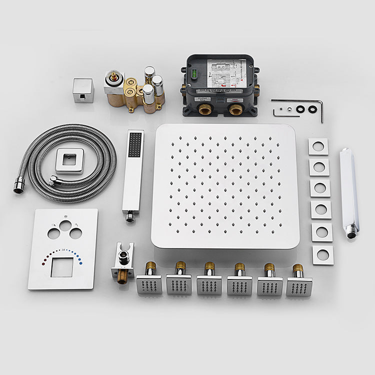 12-inch or 16-inch Rainfall 3 LED Colors Chrome Ceiling Mount 3-Way Thermostatic Shower System - Simultaneous and Individual Functionality - wonderland shower inc