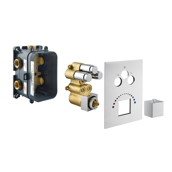 Chrome 3-Way Thermostatic valve with trim and each function work at the same time and seperately - wonderland shower inc