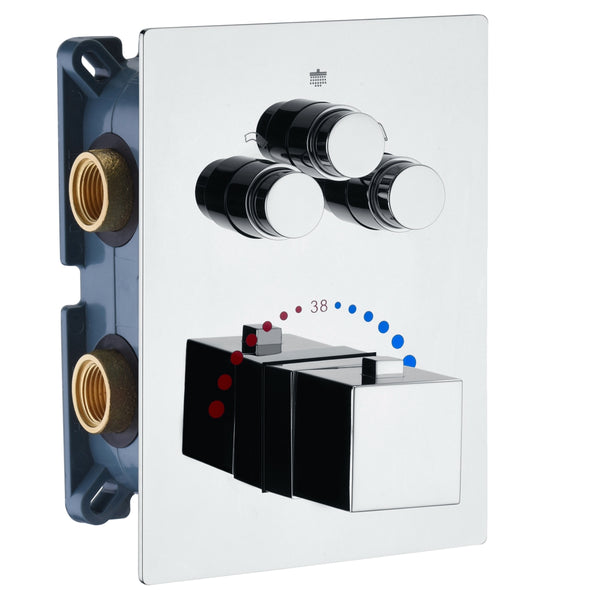 Chrome 3-Way Thermostatic valve with trim and each function work at the same time and seperately - wonderland shower inc