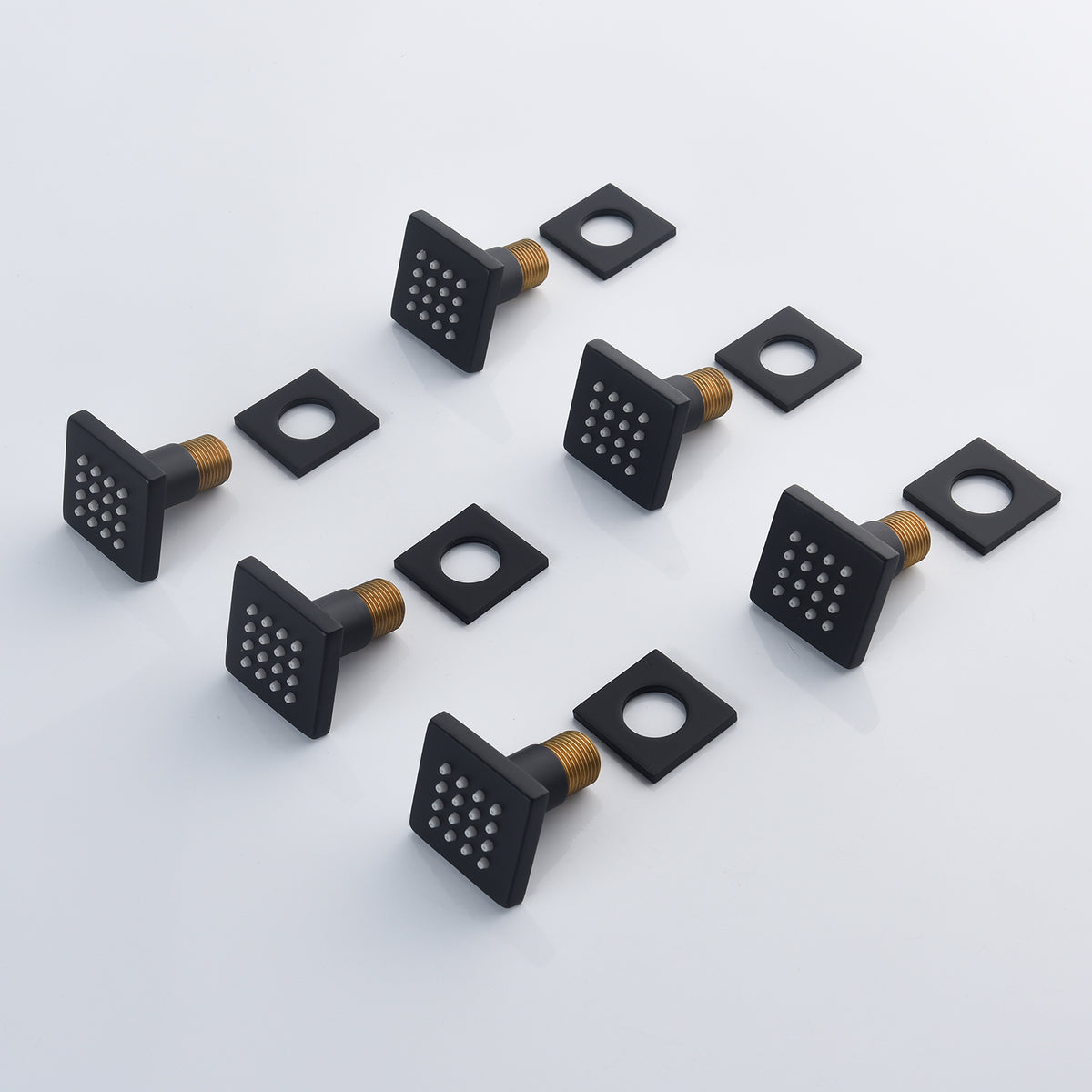 Ceiling Mount Matte Black LED Rain Shower System - Available in 12 inch or 16 inch - 3-Way Anti-Scald Digital Display Rough-in Valve and 6 Body Jets Included" - wonderland shower inc