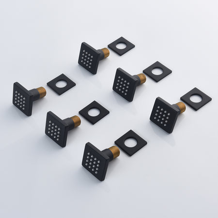 20-Inch or 24-Inch Matte Black Ceiling Mounted Shower Faucet with 3-LED Colors, 3-Way Anti-Scald Digital Display Valve, and 6 Body Jets - wonderland shower inc