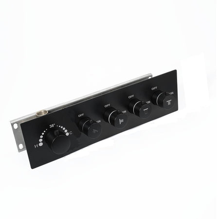 16-Inch Matte Black Thermostatic Shower Faucet: Flush-Mounted, 64-Color LED Lighting, Bluetooth Music, 4-Way Control, and 4-Inch Body Jet Features - wonderland shower inc