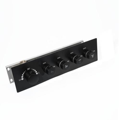 16-Inch Matte Black Thermostatic Shower Faucet: Flush-Mounted, 64-Color LED Lighting, Bluetooth Music, 4-Way Control, and 6 Body Jet Features - wonderland shower inc