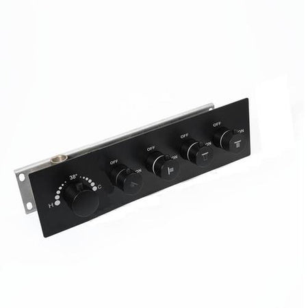 16-Inch Matte Black Thermostatic Shower Faucet: Flush-Mounted, 64-Color LED Lighting, Bluetooth Music, 4-Way Control, and 6 Body Jet Features - wonderland shower inc