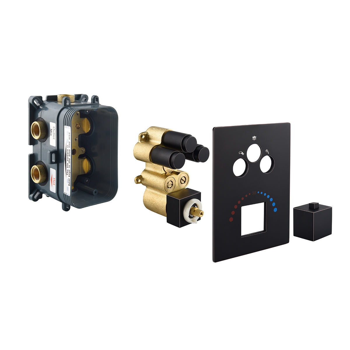 LED Oil Rubbed Bronze 20-Inch Ceiling-Mounted 3-Way Thermostatic Shower Faucet with Simultaneous and Separate Functionality - wonderland shower inc