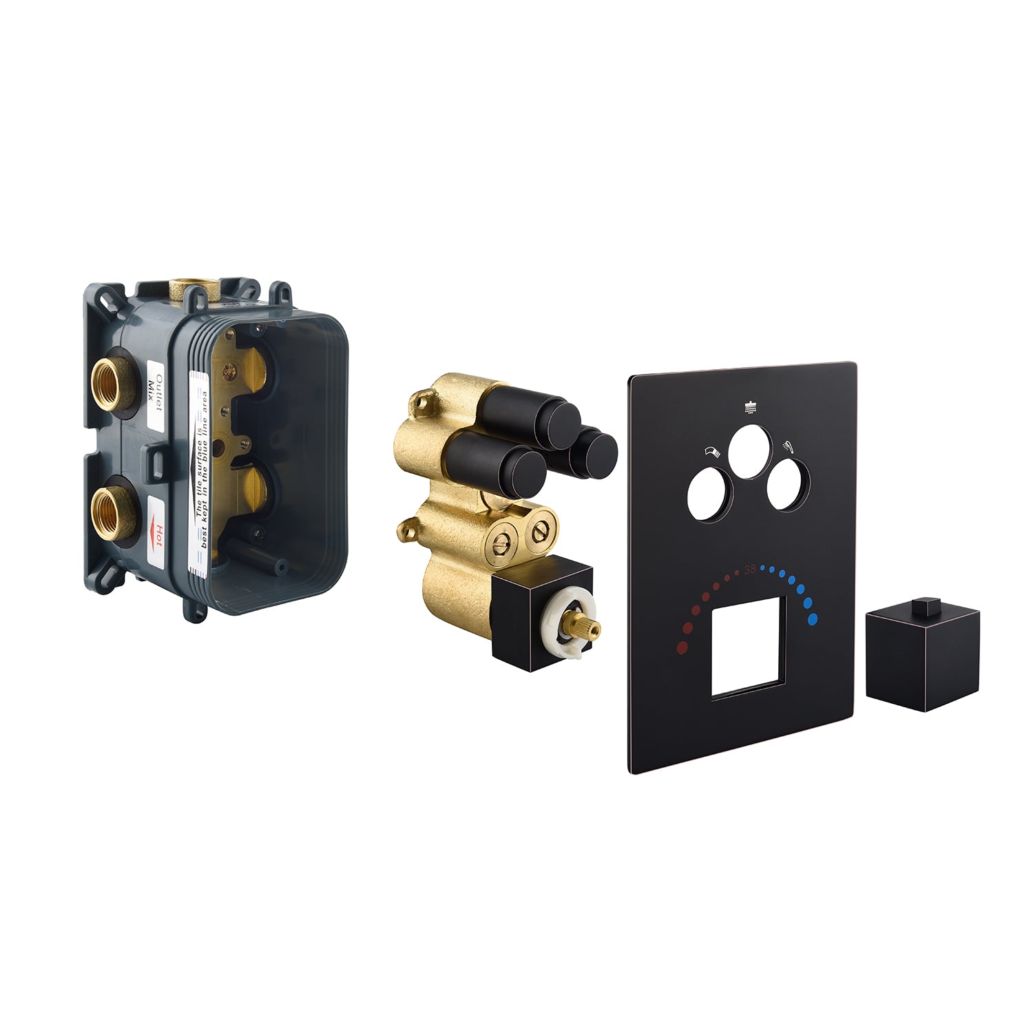 LED Oil Rubbed Bronze 20-Inch Ceiling-Mounted 3-Way Thermostatic Shower Faucet with Simultaneous and Separate Functionality - wonderland shower inc