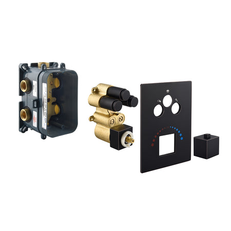 LED Oil Rubbed Bronze 20-Inch Ceiling-Mounted 3-Way Thermostatic Shower Faucet with Simultaneous and Separate Functionality - wonderland shower inc