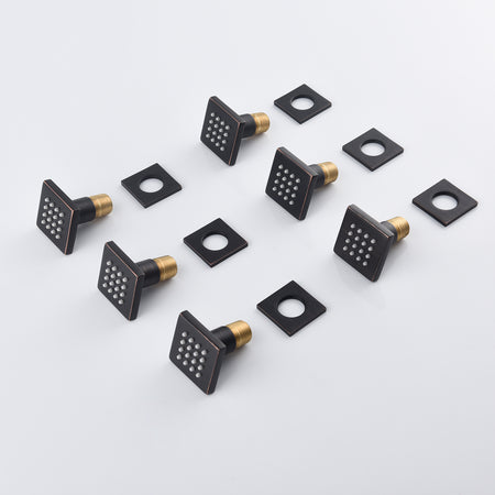 LED Oil Rubbed Bronze 20-Inch Ceiling-Mounted 3-Way Thermostatic Shower Faucet with Simultaneous and Separate Functionality - wonderland shower inc