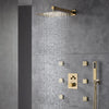 Brushed gold 3 way Thermostatic Shower valve system that each function run all together and separately - wonderland shower inc
