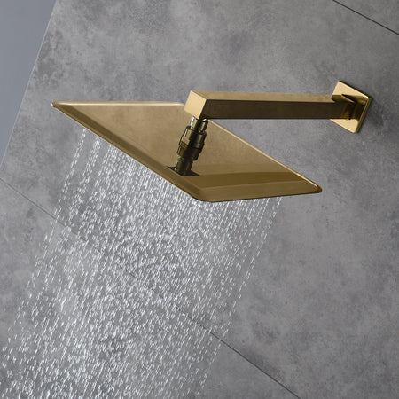 Brushed gold 3 way Thermostatic Shower valve system that each function run all together and separately - wonderland shower inc